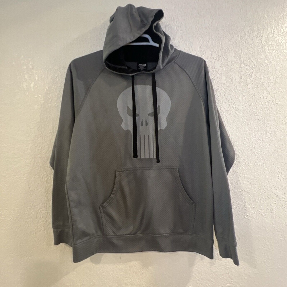 MARVEL Men's The Punisher Pullover Sweatshirt Hoodie Gray Size L
